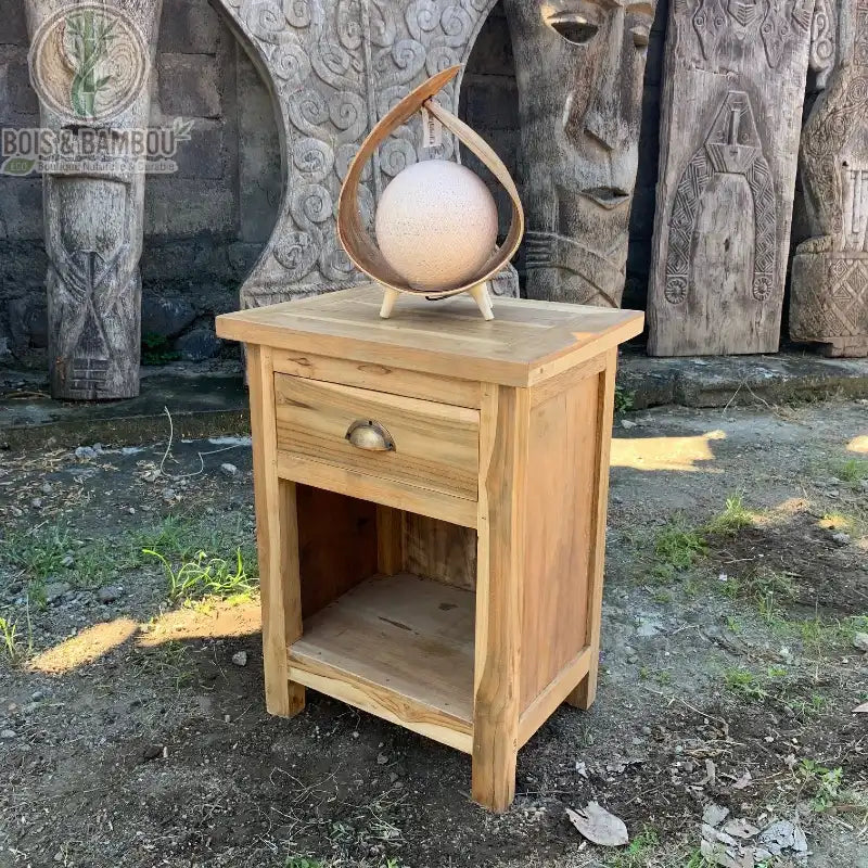 Table de Chevet Bois Recyclé 1 Tiroir Rustique