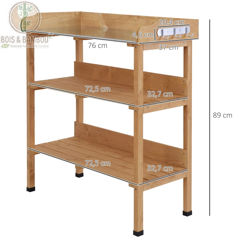 Table de rempotage bois 3 niveaux dimensions 76 x 37 cm hauteur 89 cm