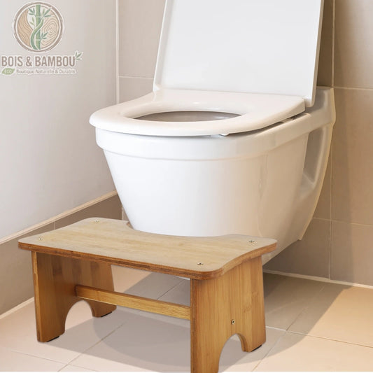 Tabouret de toilette en bambou ergonomique