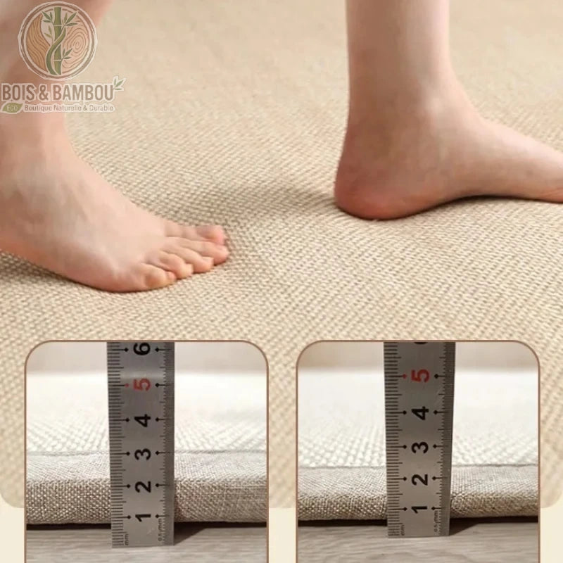 Épaisseur tapis tatami bambou sisal 1,5 cm et 2 cm comparatif mesure