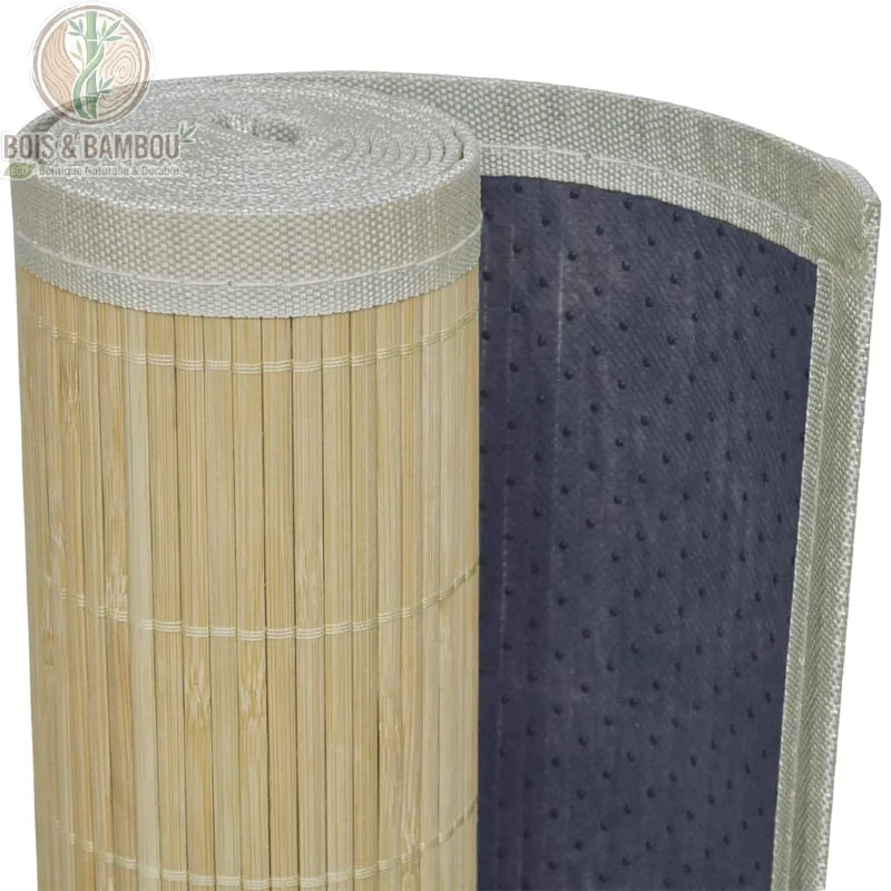 Envers antidérapant PVC à picots tapis bambou naturel