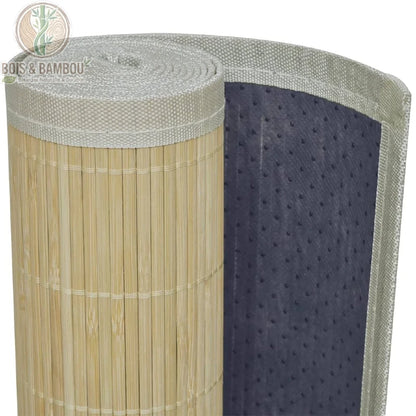 Envers antidérapant PVC à picots tapis bambou naturel