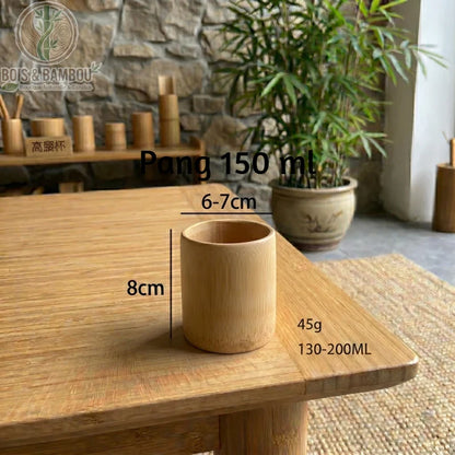 Tasse en bambou carbonisé rétro, style Pang 150 ml, diamètre 6 à 7 cm, esthétique rétro naturelle, Bois Et Bambou Eco