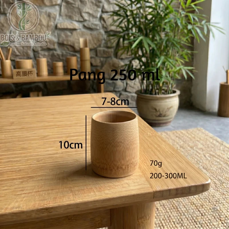 Tasse en bambou carbonisé rétro, style Pang 250 ml, hauteur 10 cm, grand format écoresponsable, Bois Et Bambou Eco