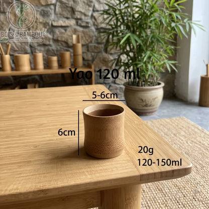 Tasse en bambou carbonisé rétro, style Yao 120 ml, diamètre 8 cm, finition artisanale naturelle, Bois Et Bambou Eco