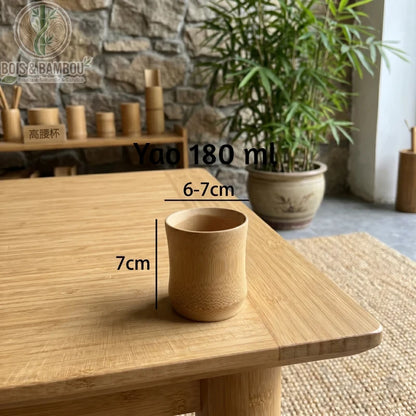 Tasse en bambou carbonisé rétro, style Yao 180 ml, hauteur 7 cm, texture organique naturelle, Bois Et Bambou Eco