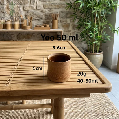 Tasse en bambou carbonisé rétro, style Yao 50 ml, diamètre 5 cm, ambiance zen naturelle, Bois Et Bambou Eco