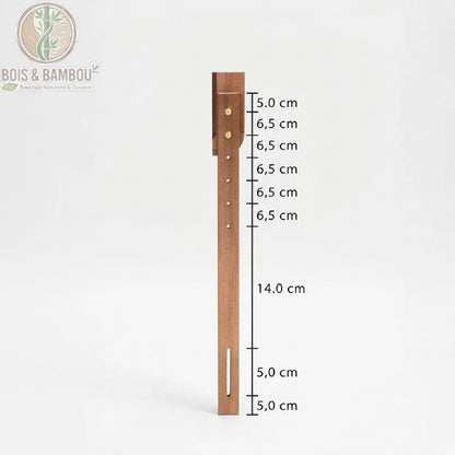Détail pieds tête de lit bois Queen encoches réglage hauteur