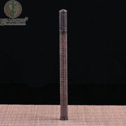 Tube encens ébène noir motif Coeur d'Avalokitesvara, finition naturelle ébène profond
