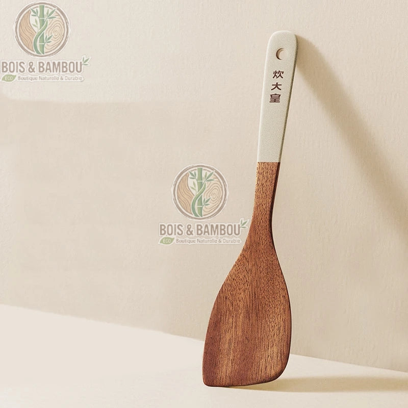 Ustensiles cuisine bois ebene spatule a frire allongee pour viandes et poissons, Bois et Bambou Eco
