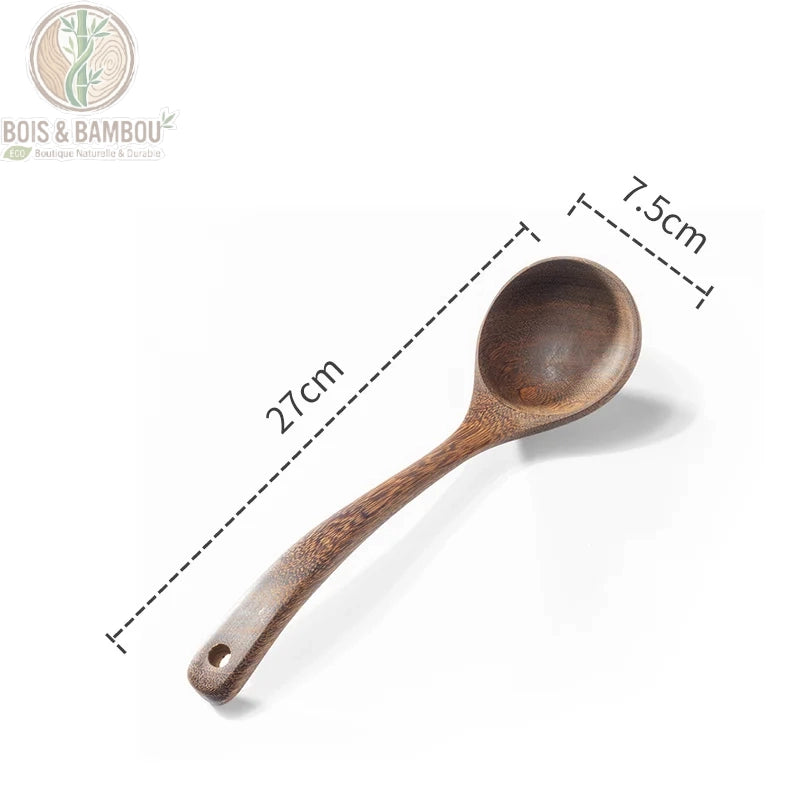 Ustensiles cuisine wenge louche 27 x 7,5 cm cuillere a soupe profonde avec dimensions, Bois et Bambou Eco