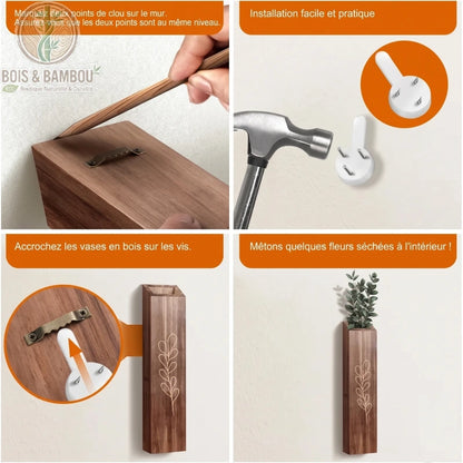 Vases Muraux en Bois