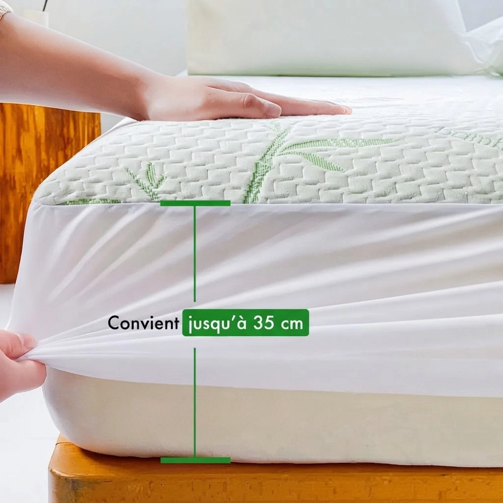 Jupe élastique de l'alèse en bambou pour matelas jusqu'à 35 cm