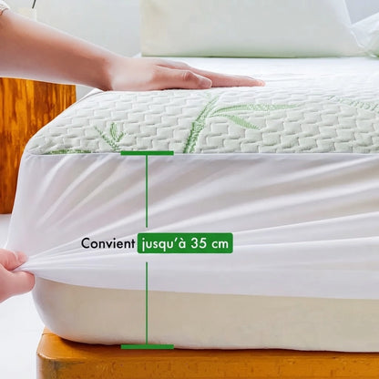 Jupe élastique de l'alèse en bambou pour matelas jusqu'à 35 cm