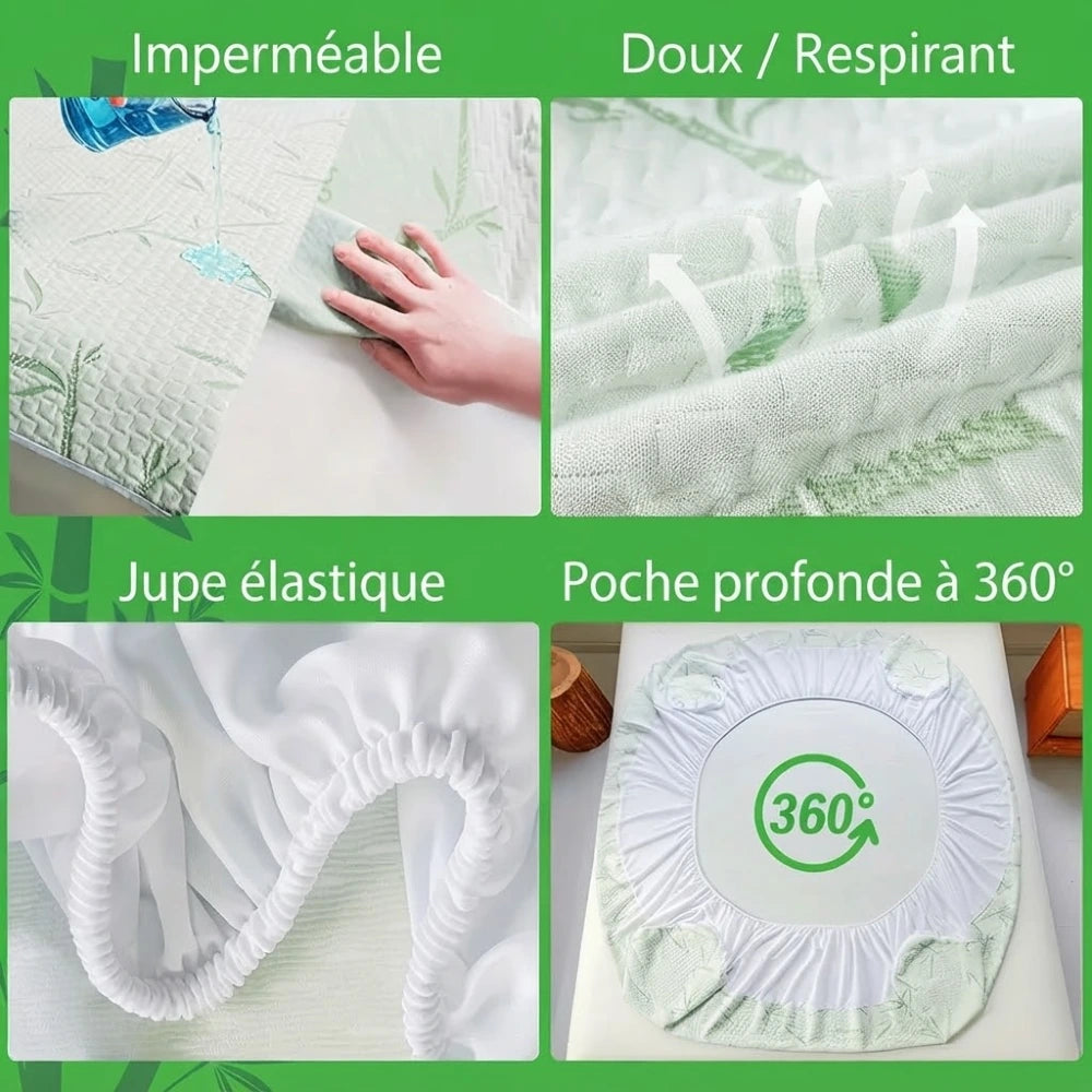 Alèse en bambou imperméable avec jupe élastique et tour à 360 degrés