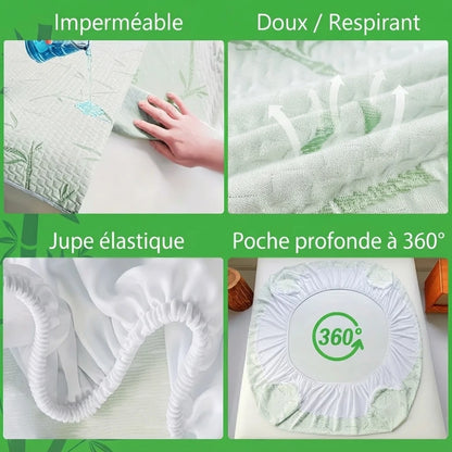 Alèse en bambou imperméable avec jupe élastique et tour à 360 degrés