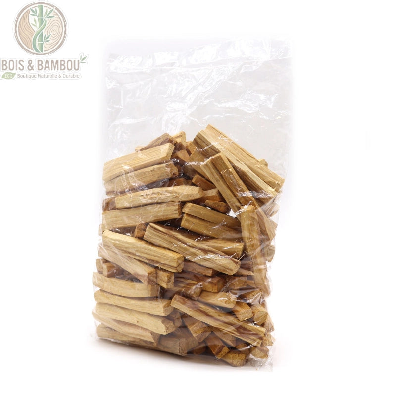 Sac de bâtons de Palo Santo naturel, grand format 1 kg, fond blanc, Bois Et Bambou Eco