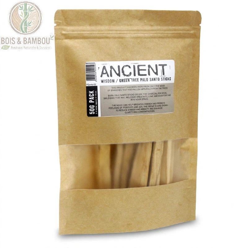 Bois de Palo Santo Naturel Sachet Kraft 50g 5 à 8 Bâtons Bois Et Bambou Eco