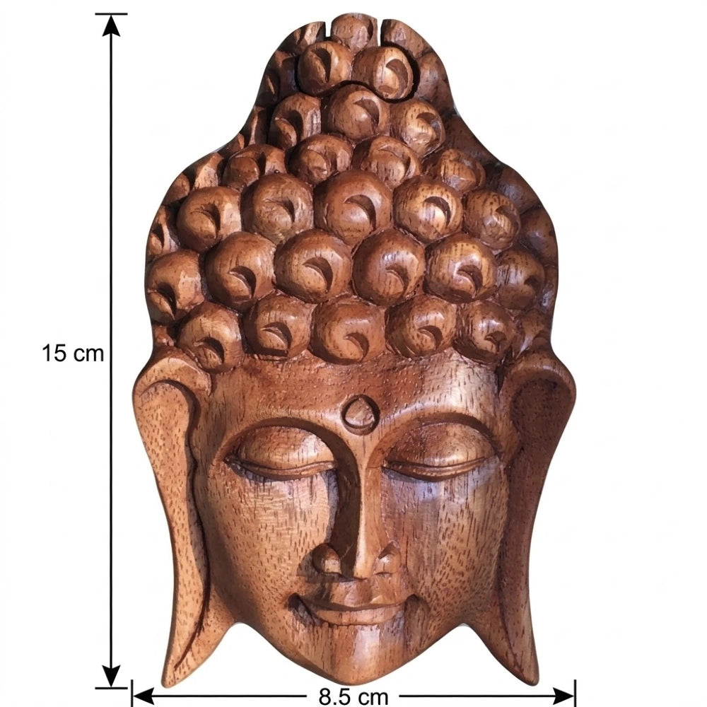 Boîte à bijoux tête de Bouddha en bois, dimensions 15 cm de hauteur et 8,5 cm de largeur