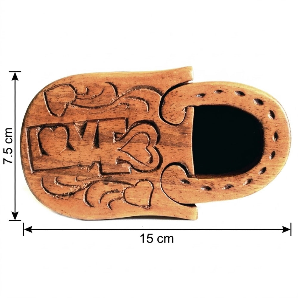 Boîte à bijoux en bois sculpté cadenas d'amour, dimensions 15 par 7,5 par 6 cm