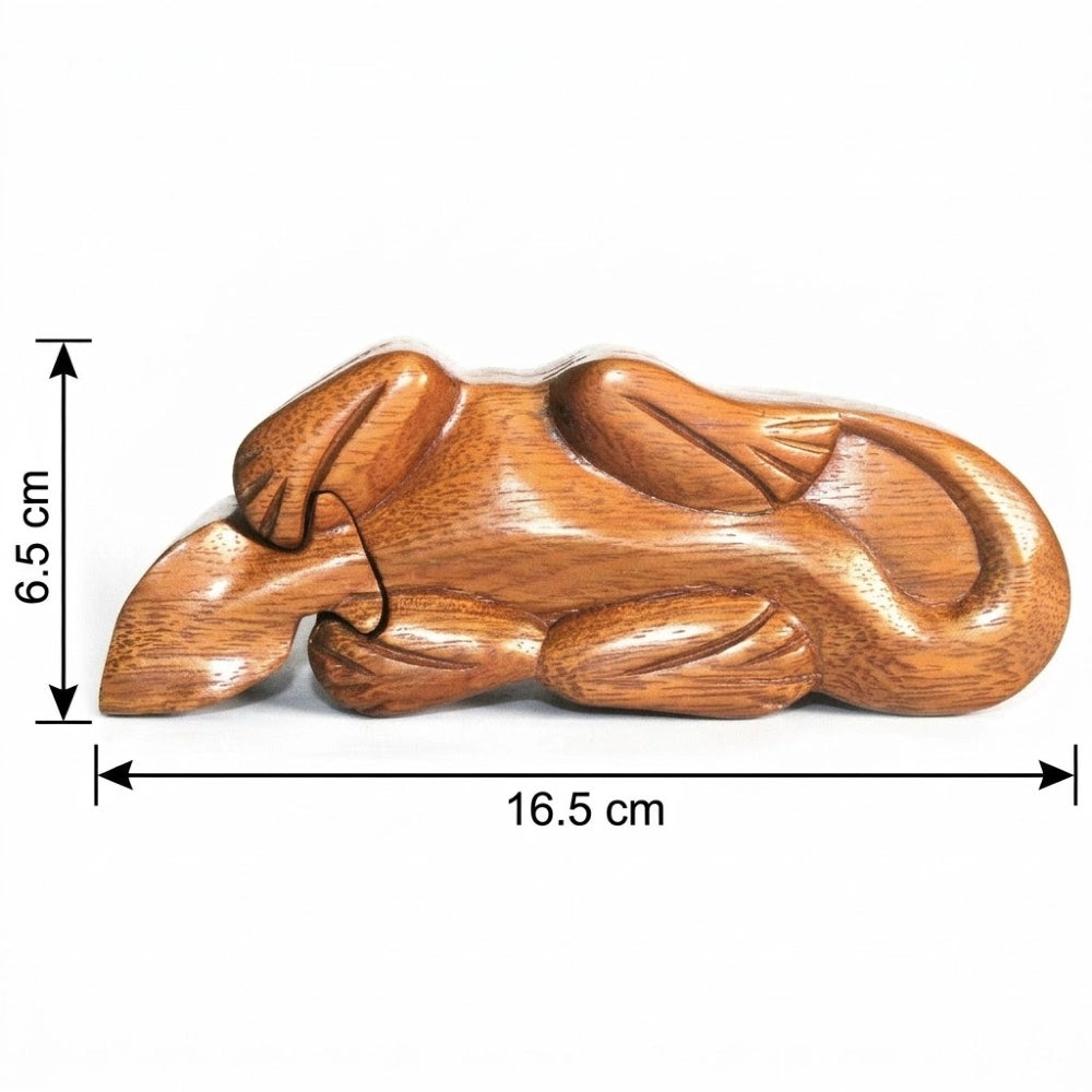 Boîte à bijoux en bois sculpté gecko, dimensions 16,5 par 6,5 par 6 cm