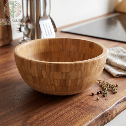 Bol bambou naturel vide vue de face grain authentique finition mate, Bois et Bambou Eco