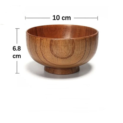 Bol en bois japonais, vue de face sur fond blanc, dimensions 10 cm par 6,8 cm