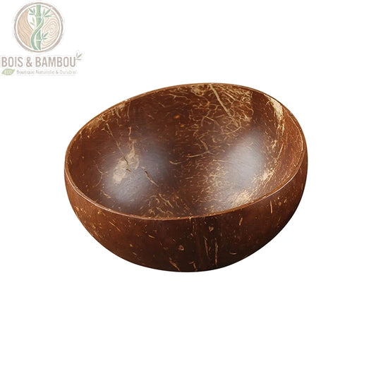 Bol noix de coco unique, coupelle ronde en coque recyclee polie, Bois et Bambou Eco