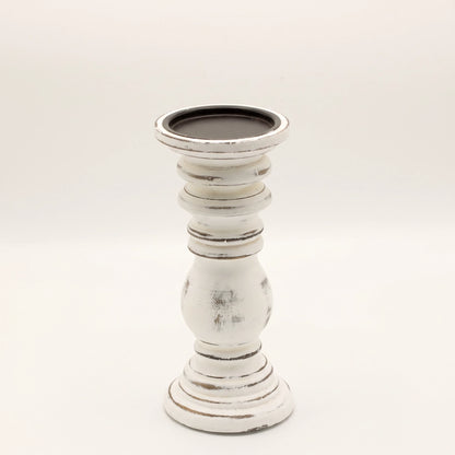 Bougeoir en bois de manguier blanchi, petit modèle, fond blanc