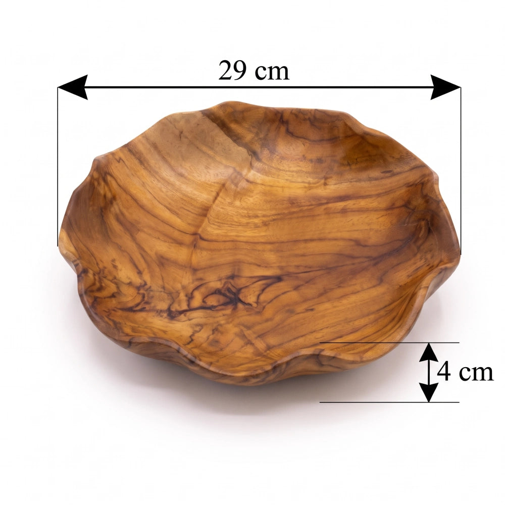 Coupelle à fruits en teck massif, dimensions 29 cm de diamètre et 4 cm de hauteur