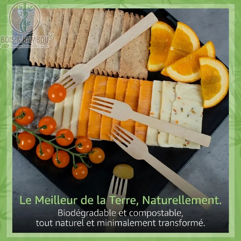 Couverts bambou jetables disposes sur table de mariage ambiance champetre, Bois et Bambou Eco
