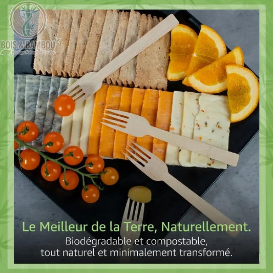 Couverts bambou jetables disposes sur table de mariage ambiance champetre, Bois et Bambou Eco