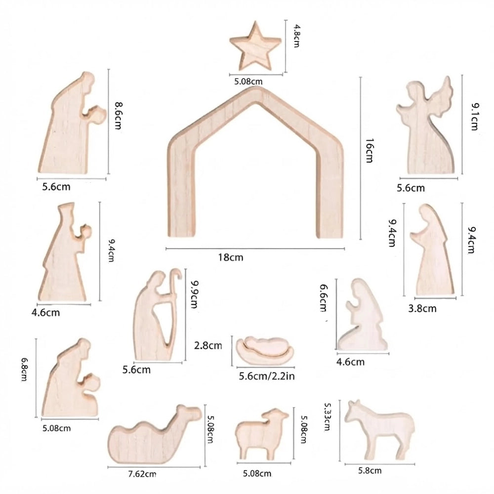 Dimensions des figurines de la crèche de Noël en bois