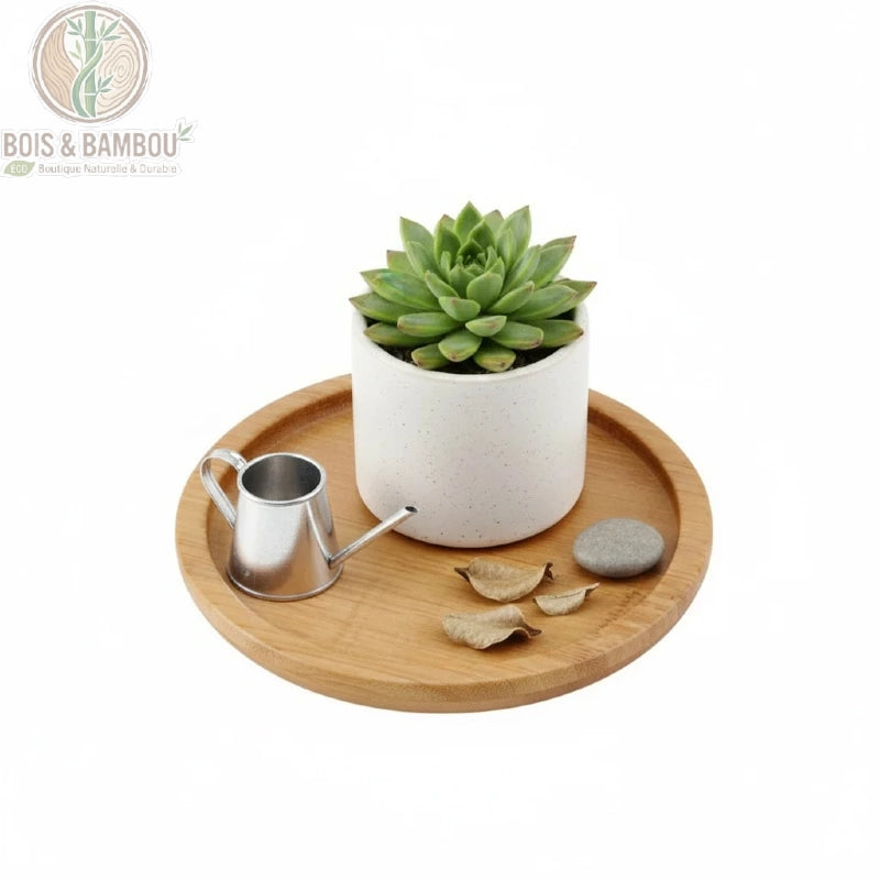Dessous de plat bambou rond, support plante verte en pot decoration zen, Bois et Bambou Eco