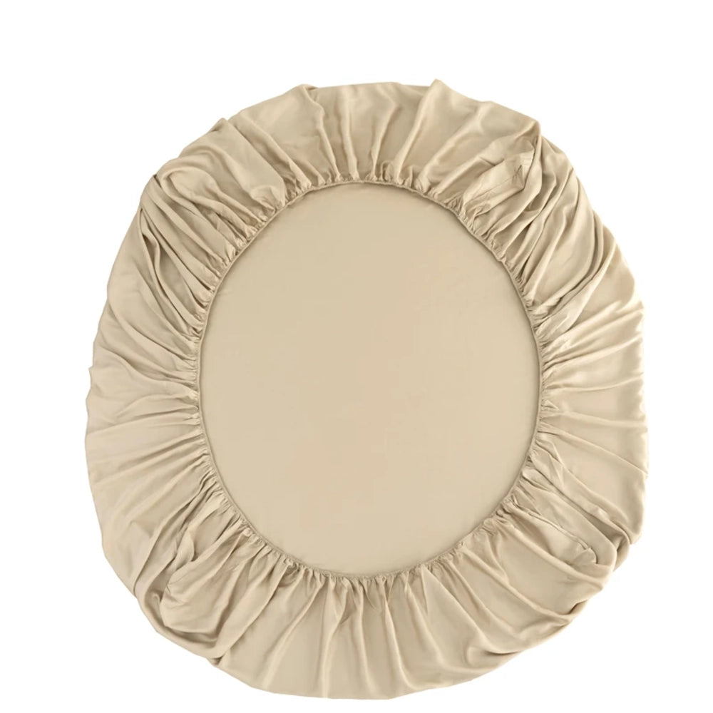 Drap-housse en bambou beige sable avec élastique tout autour