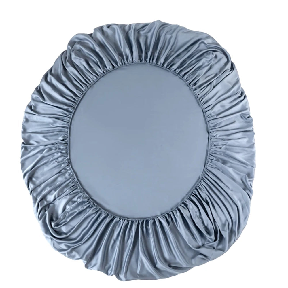 Drap-housse en bambou bleu ardoise au reflet satiné