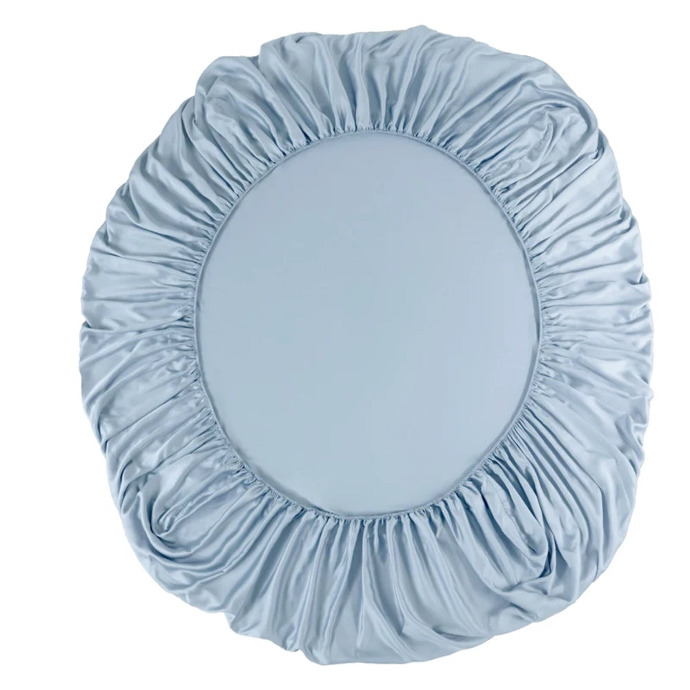 Drap-housse en bambou bleu ciel avec élastique tout autour