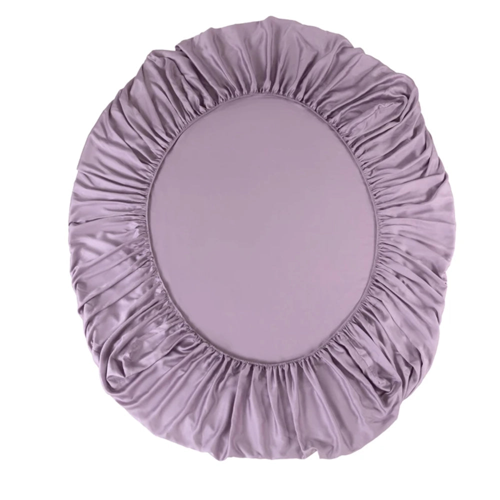 Drap-housse en bambou lilas avec élastique tout autour