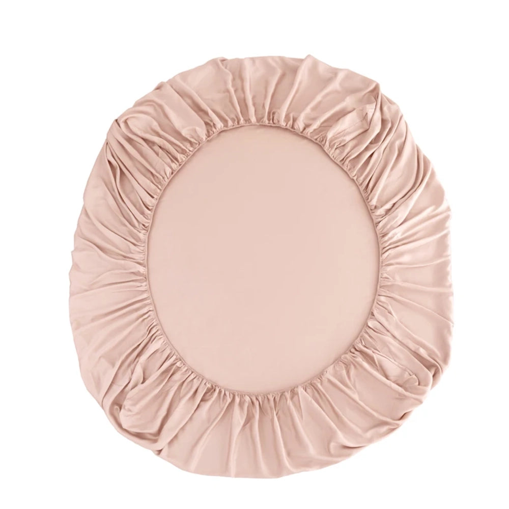 Drap-housse en bambou rose pêche avec élastique tout autour