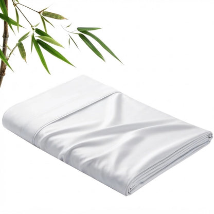 Drap plat en bambou blanc plié, finition satinée