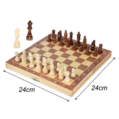 Dimensions du petit échiquier en bois magnétique, 24 cm de côté