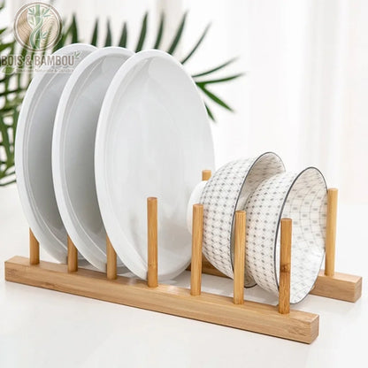 Egouttoir vaisselle bambou pliable 2 niveaux, vaisselle rangee en cuisine moderne, Bois et Bambou Eco