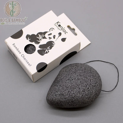 Éponge konjac noire au charbon de bambou avec cordon de suspension