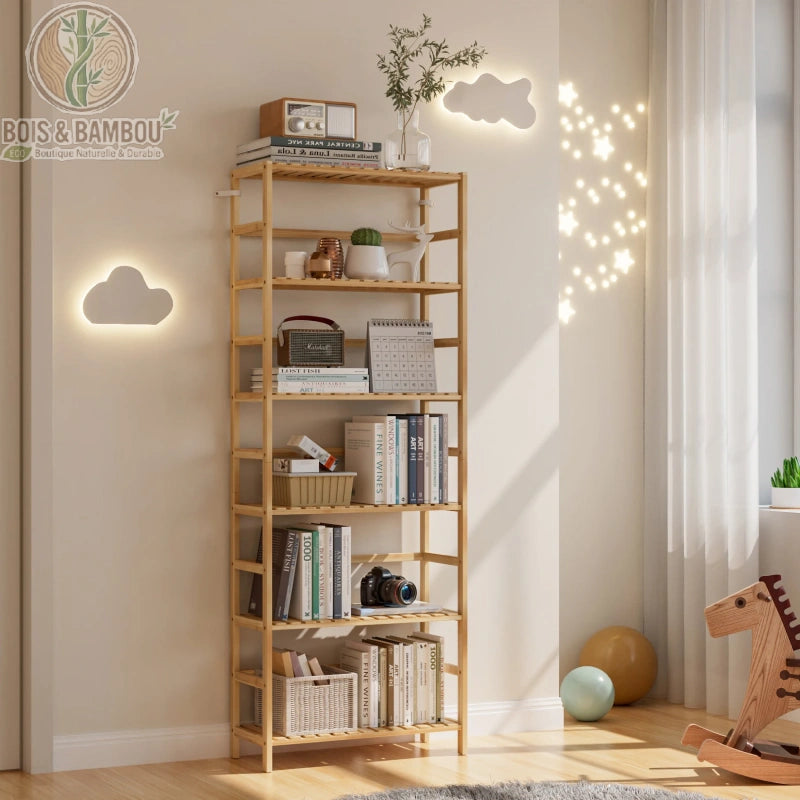 Etagere bambou 6 niveaux entree maison, rangement chaussures vertical elegant, Bois et Bambou Eco