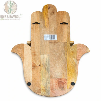 Arrière de l'étagère murale bois hamsa avec pattes de fixation