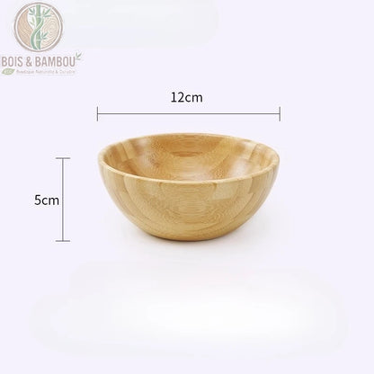 Grand bol bambou naturel 12 cm hauteur 5 cm fond blanc vue dessus - Bois et Bambou Eco