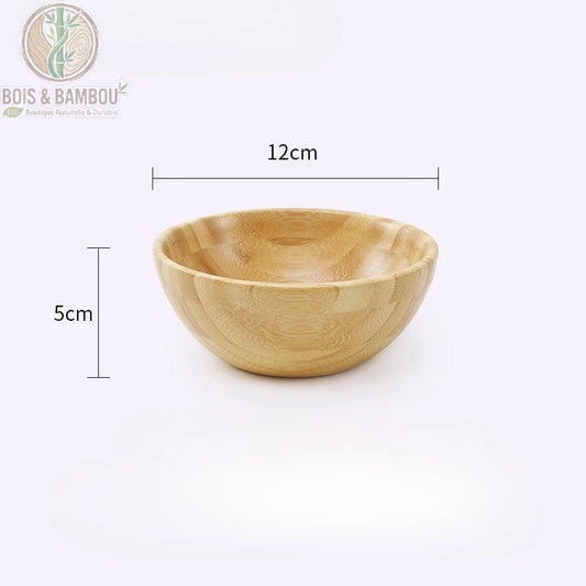 Grand bol bambou naturel 12 cm hauteur 5 cm fond blanc vue dessus - Bois et Bambou Eco