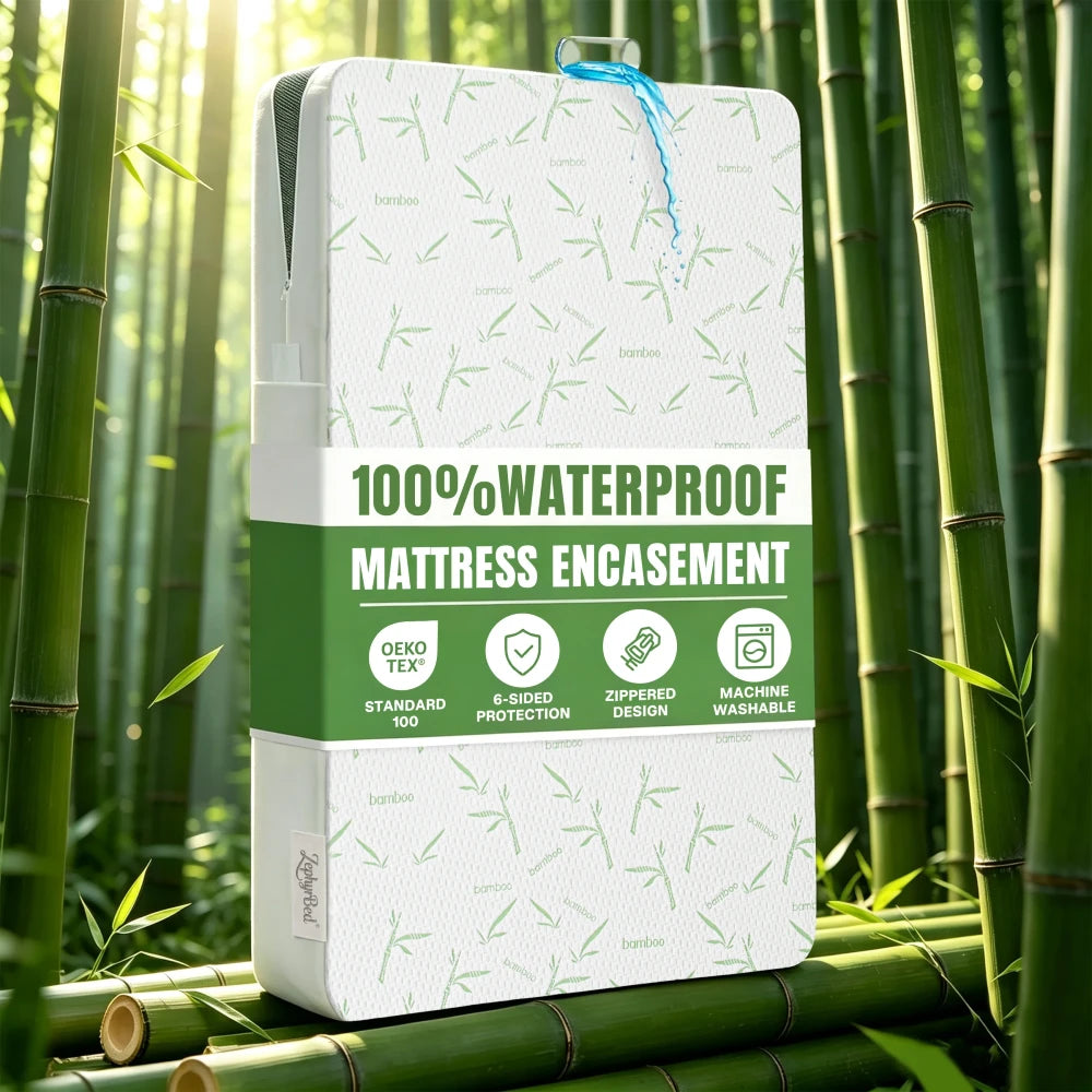 Housse intégrale de matelas en bambou imperméable fermée sur 6 faces