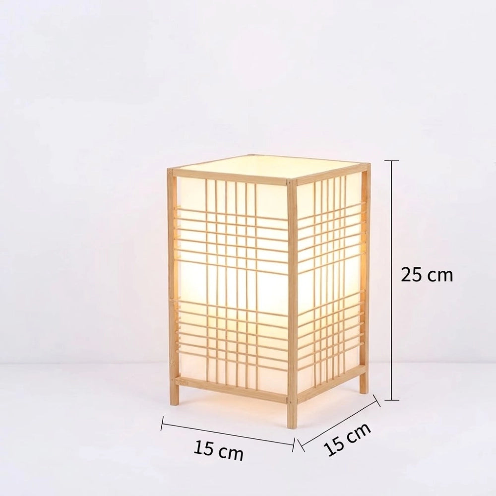 Petite lampe bambou shoji quadrillée 25 cm de haut et 15 cm de côté