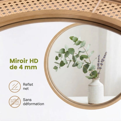 Reflet net du miroir rond effet rotin en verre aluminium HD 4 mm